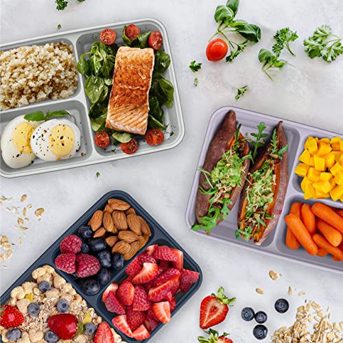 Bentgo® Prep 3-Compartment Containers - 20-Piece Meal Prep Kit with 10 Trays & 10 Custom-Fit Lids - Durable Microwave, Freezer, Dishwasher Safe Reusable BPA-Free Food Storage Containers (Lilac)