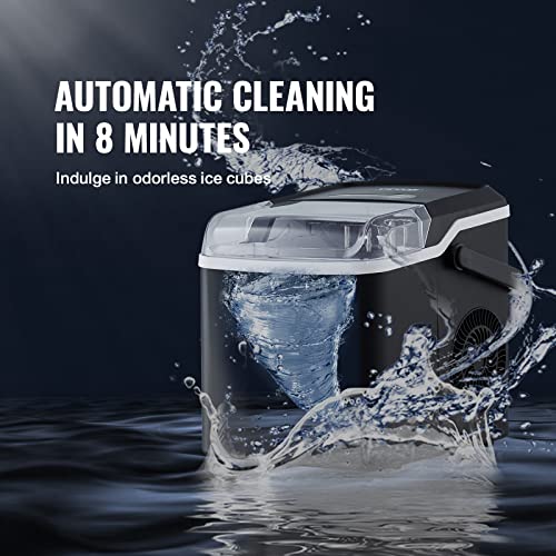 VEVOR Ice Maker Countertop, 26lbs in 24 Hours,9 Cubes Ready in 7 Minutes, Self Cleaning Countertop Ice Maker with Scoop and Basket for Home Kitchen Camping Office