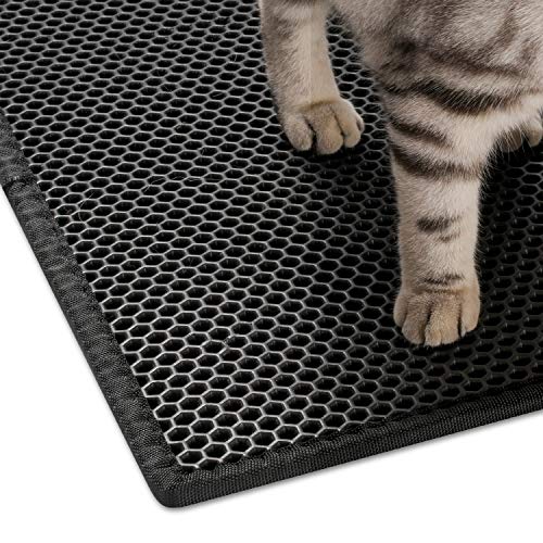 Pieviev Cat Litter Mat Double Layer Waterproof Urine Proof Trapping Mat 1 Pack (Black, 30x24 Inch (Pack of 1))