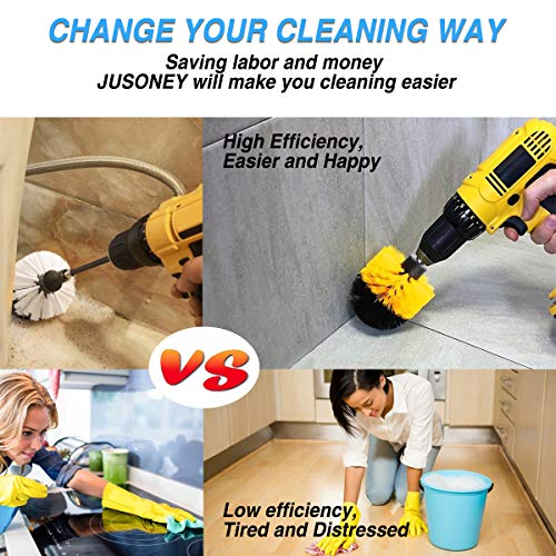 JUSONEY Drill Brush Scrub Pads 38 Piece Power Scrubber Cleaning Kit - All Purpose Cleaner Scrubbing Cordless Drill for Cleaning Pool Tile, Sinks, Bathtub, Brick, Ceramic, Marble, Auto, Boat