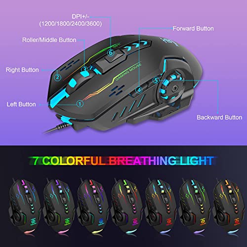 Gaming Keyboard and Mouse,Headphones,Mouse pad,All in One Combo for PC Gamers and Xbox and PS4 Users