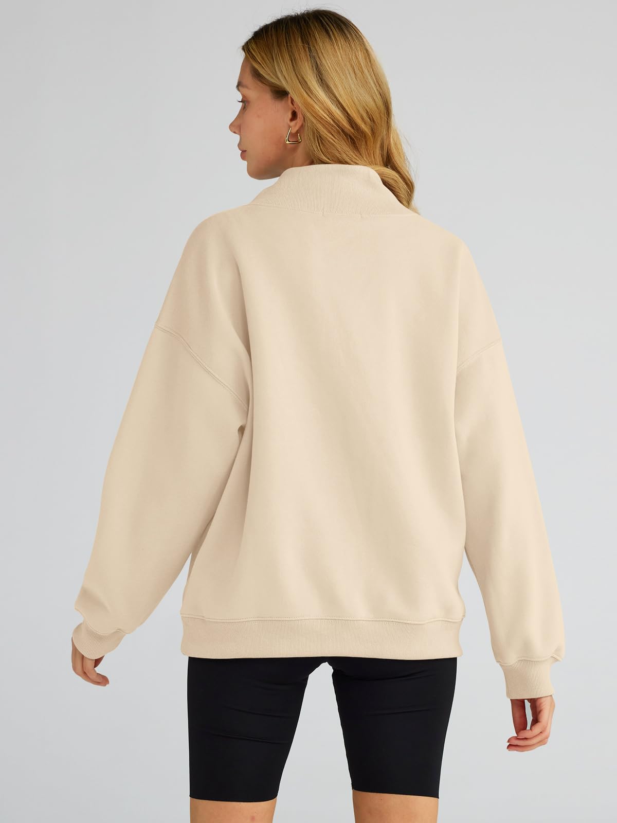 Trendy Queen Womens Oversized Sweatshirts Turtleneck Pullover Fleece Hoodies Tops Fall Fashion Outfits Y2K 2023 Sweater Clothes Apricot