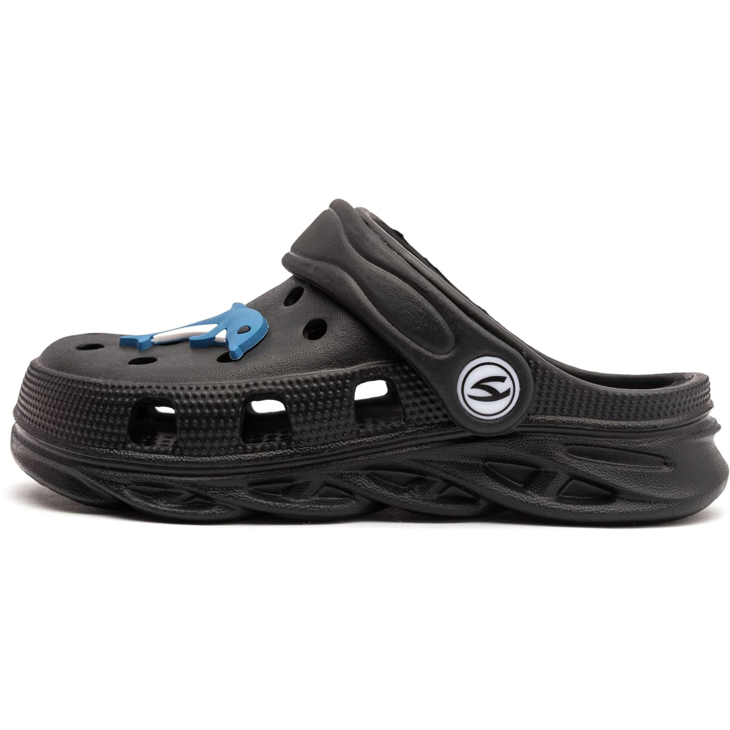 WOUEOI Kid's Girls Boys Clogs Garden Shoes Cartoon Slides Sandals Beach Slipper Children(D-Black,2 Infant)