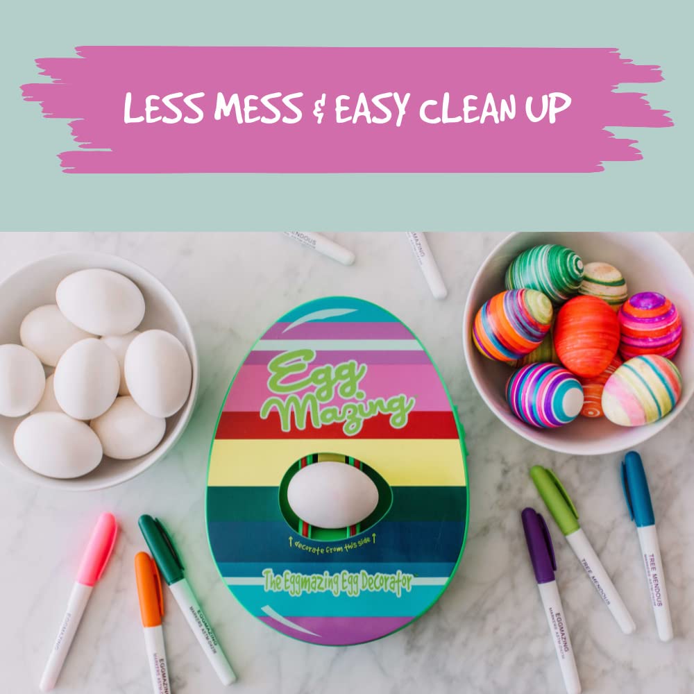 The Eggmazing Egg Decorator Easter Egg Decorator Kit - Arts and Crafts Set - Includes Egg Decorating Spinner and 8 Colorful Quick Drying Non Toxic Markers (Purple)