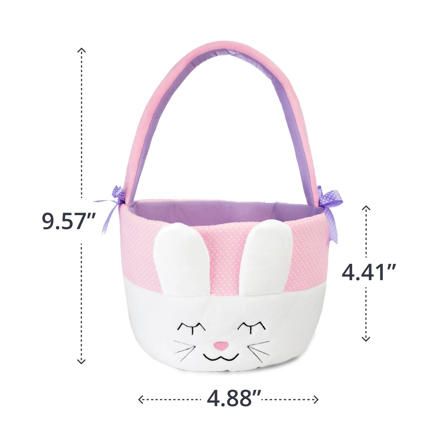 Plushible Bunny Easter Basket with Handle - Ideal for Baby's 1st Easter, Toddlers, Boys, and Girls of All Ages, Perfect for Gifts and Treats