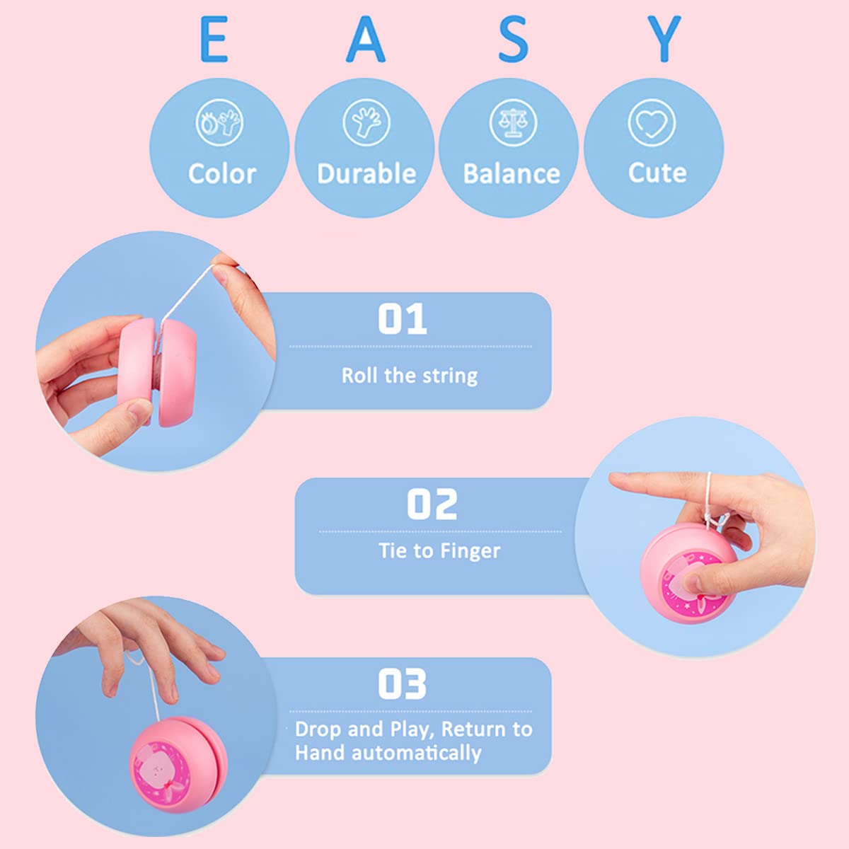 Wood Looping Yoyo for Kids Auto Return Unbreakable Yoyo, No Tricks Required Fox for Little One