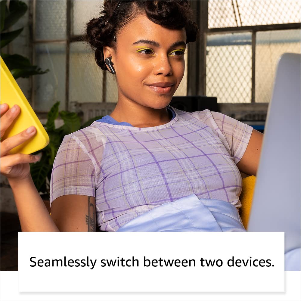 All-new Echo Buds (2023 Release) | Semi-in-ear, True Wireless Bluetooth 5.2 Earbuds with Alexa, multipoint, 20H battery with charging case, fast charging, sweat resistant | Black