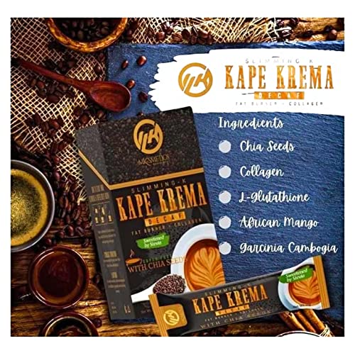 MK’SMETICS Slimming-K KAPE KREMA Decaf Coffee with Collagen & Chia Seeds, 10 Sachetd, 21 grams