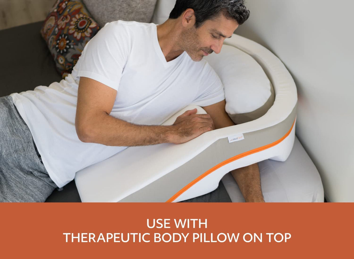 MedCline Acid Reflux and GERD Relief Bed Wedge and Body Pillow System, Medical Grade and Clinically Proven Results, Removable Cover, Size Medium (for 5'5" to 5'11" tall)