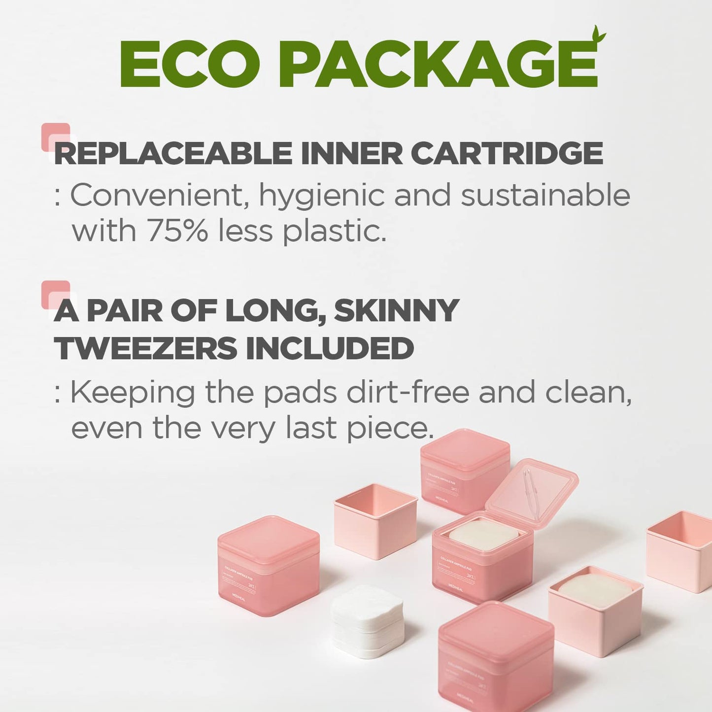 MEDIHEAL Collagen Ampoule Pad – Square Cotton Facial Toner Pads Collagen & Ceramide - Skin Firming & Restore Elasticity - Tighten Wrinkles & Lines - Vegan Eco Silk Pads, 100 Pads