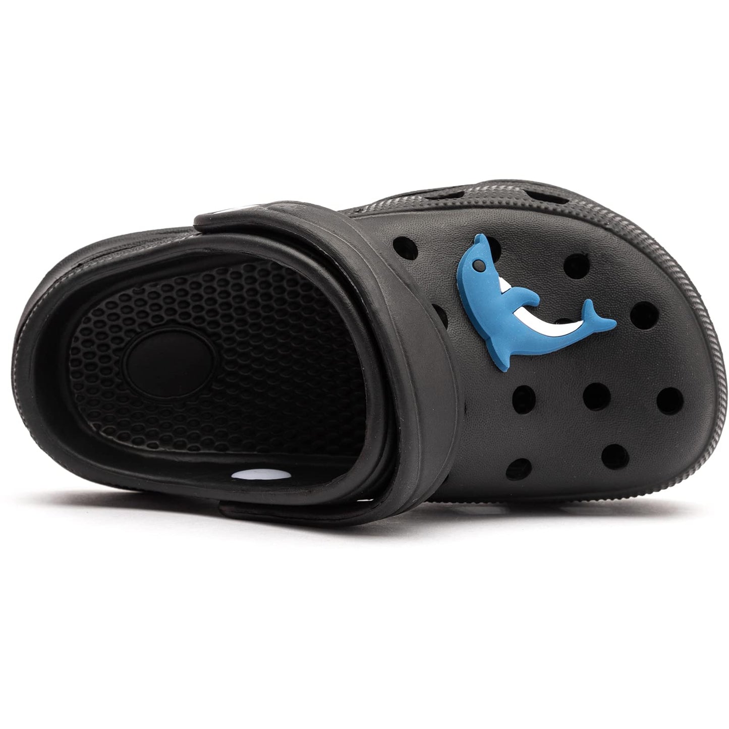 WOUEOI Kid's Girls Boys Clogs Garden Shoes Cartoon Slides Sandals Beach Slipper Children(D-Black,2 Infant)