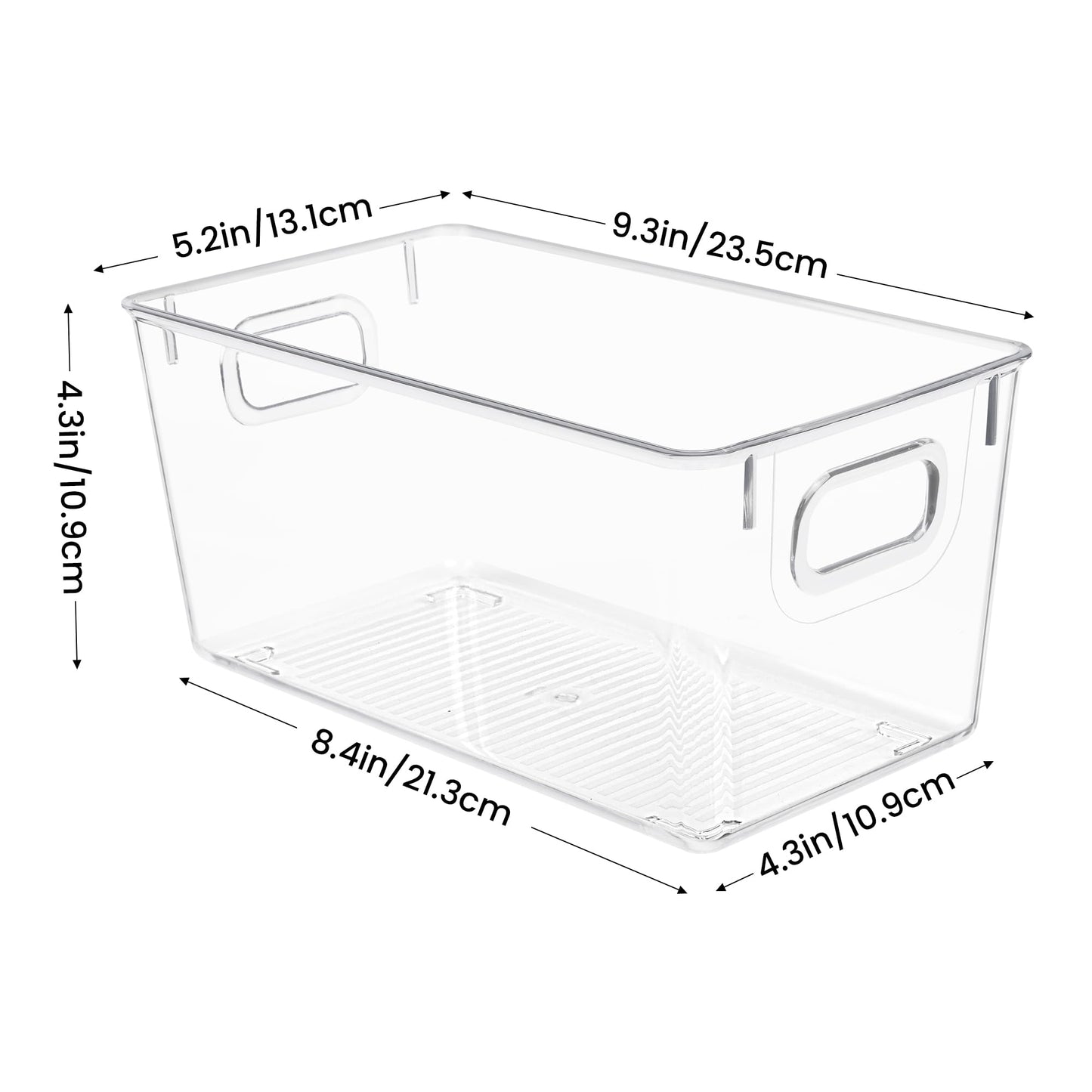 YIHONG Clear Small Pantry Storage Organizer Bins, 4 Pack Plastic Food Storage Bins with Handle for Kitchen,Refrigerator, Freezer,Cabinet,Drawer Organization