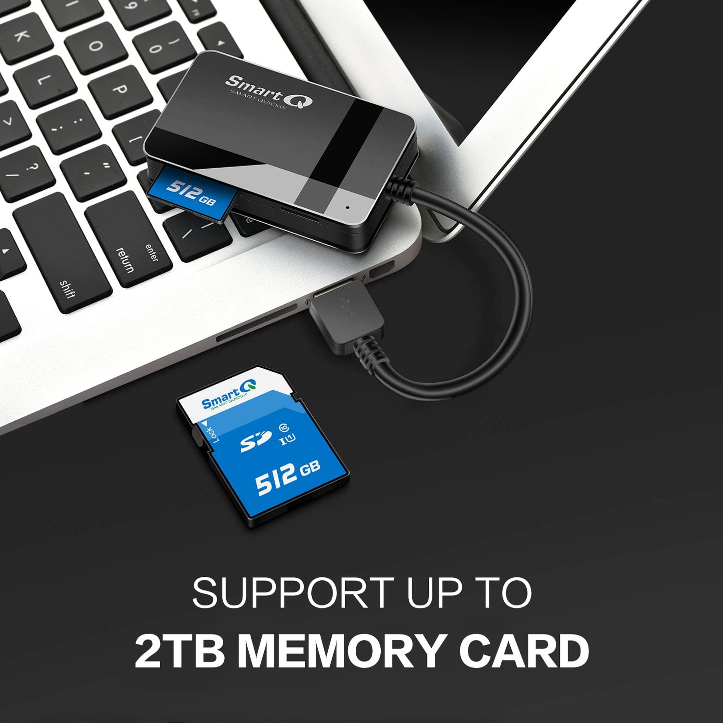 SmartQ C368 Card Reader - USB 3.0, Plug & Play for Apple and Windows. Supports SD, CF, MMC Cards.