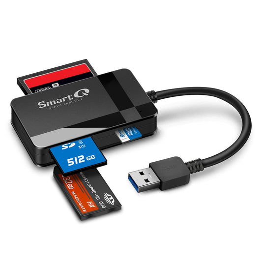 SmartQ C368 Card Reader - USB 3.0, Plug & Play for Apple and Windows. Supports SD, CF, MMC Cards.