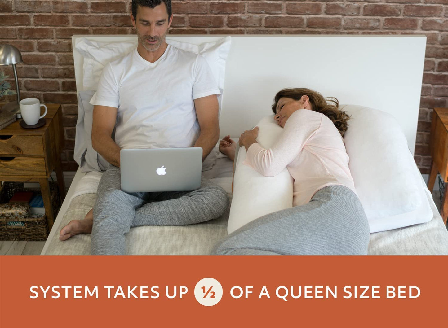 MedCline Acid Reflux and GERD Relief Bed Wedge and Body Pillow System, Medical Grade and Clinically Proven Results, Removable Cover, Size Medium (for 5'5" to 5'11" tall)