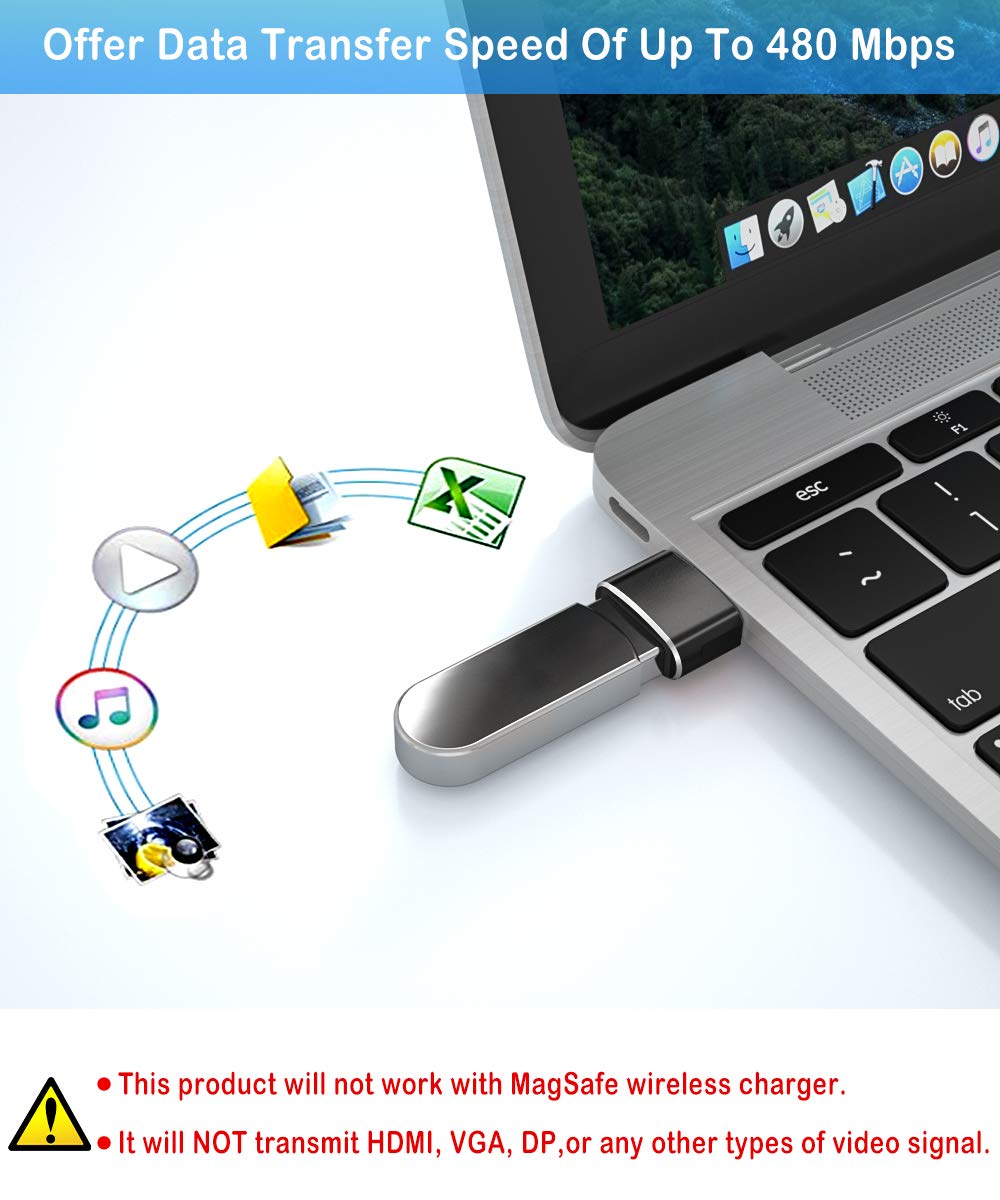 Elebase USB to USB C Adapter 4 Pack,Type C Female to A Male Charger Converter for Apple Watch Ultra iWatch 8 7,iPhone 15 14 13 12 Pro Max Plus,Airpods,iPad 9 10 Air 5 Mini 6,Car,Samsung Galaxy S23 S24