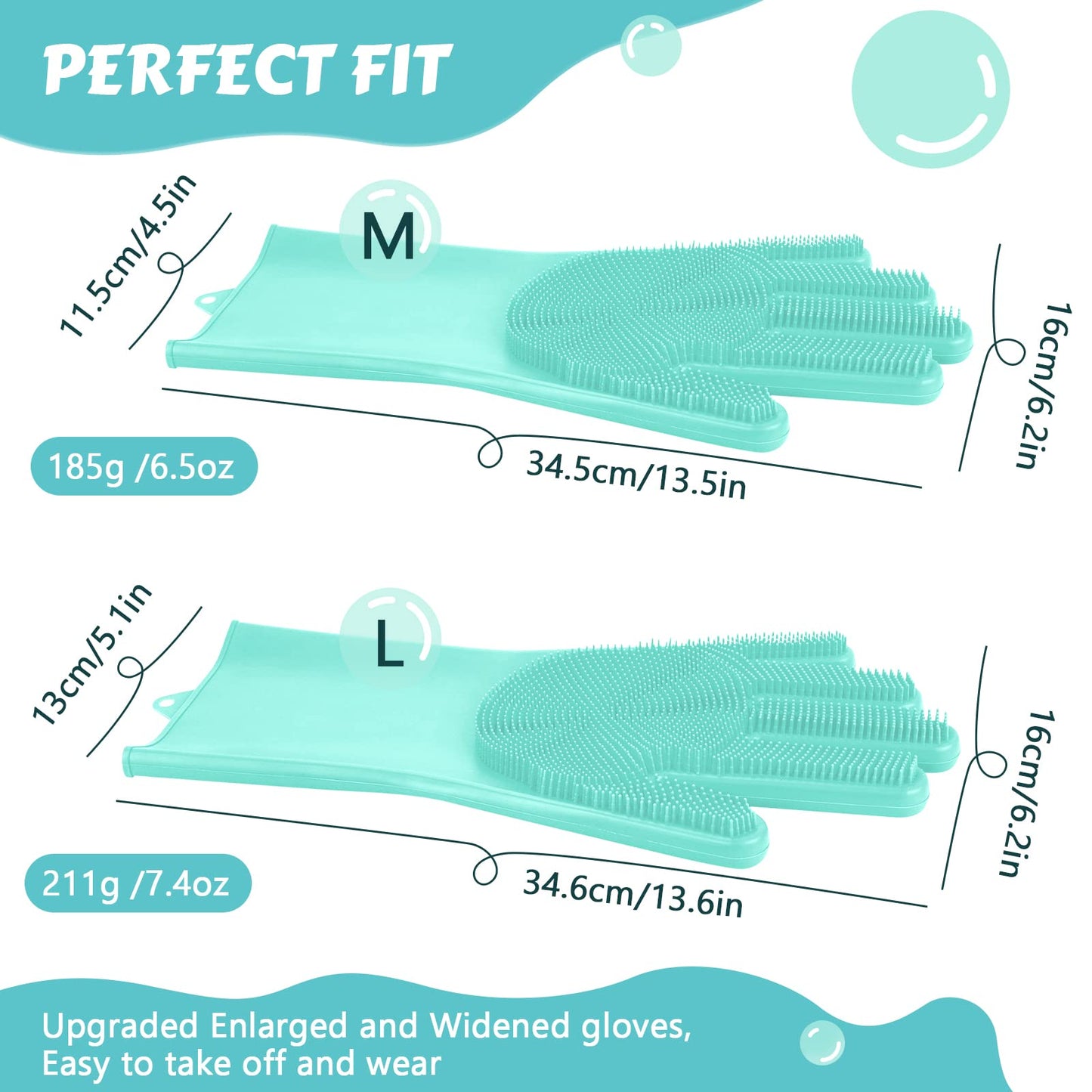 Pecute Pet Grooming Gloves, Heat Resistant Cat Bathing Gloves with High-Density Teeth, Silicone Dog Bathing Gloves with Enhanced Five Finger Design, Bathing and Massaging for Dogs and Cats