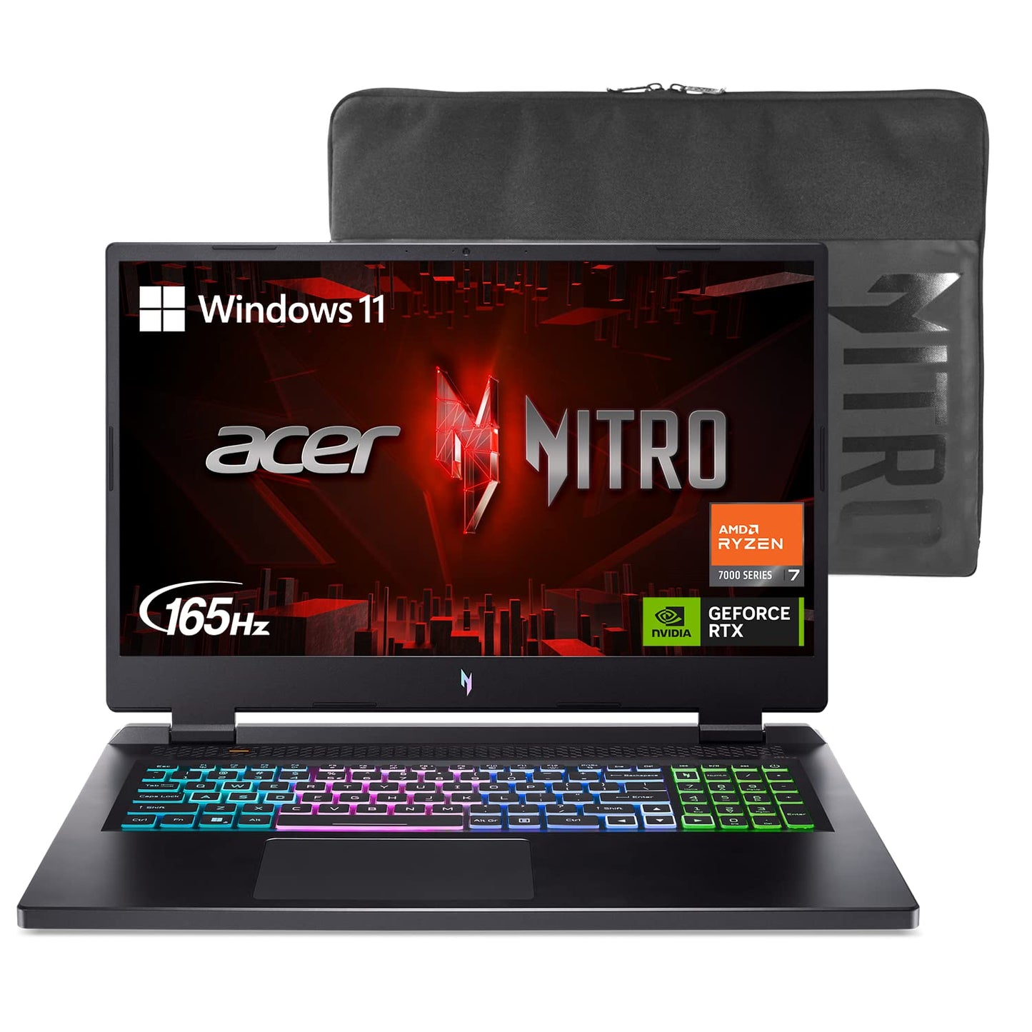 Acer Nitro 17 Gaming Laptop AMD Ryzen 7 7840HS Octa-Core CPU 17.3" FHD 165Hz IPS Display NVIDIA GeForce RTX 4050 16GB DDR5 1TB SSD Wi-Fi 6E RGB Backlit KB AN17-41-R6L9