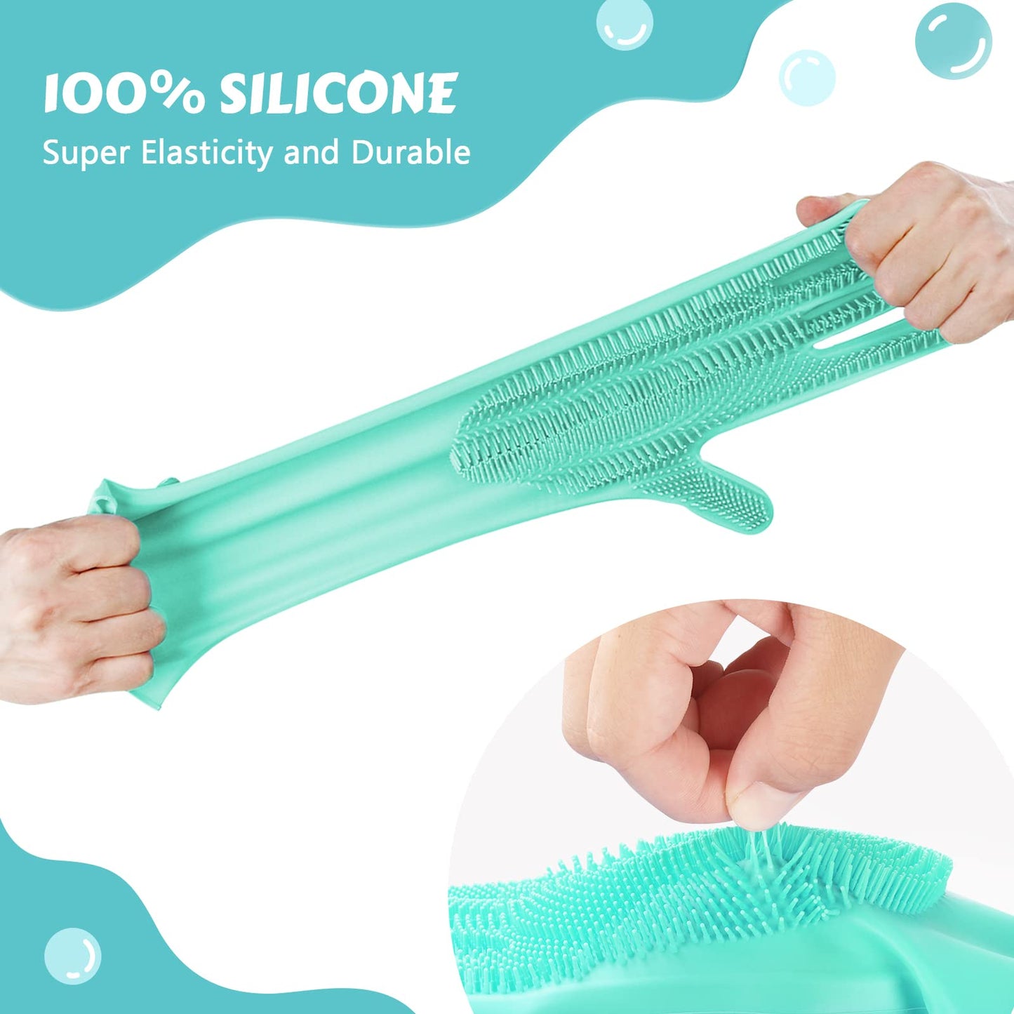 Pecute Pet Grooming Gloves, Heat Resistant Cat Bathing Gloves with High-Density Teeth, Silicone Dog Bathing Gloves with Enhanced Five Finger Design, Bathing and Massaging for Dogs and Cats