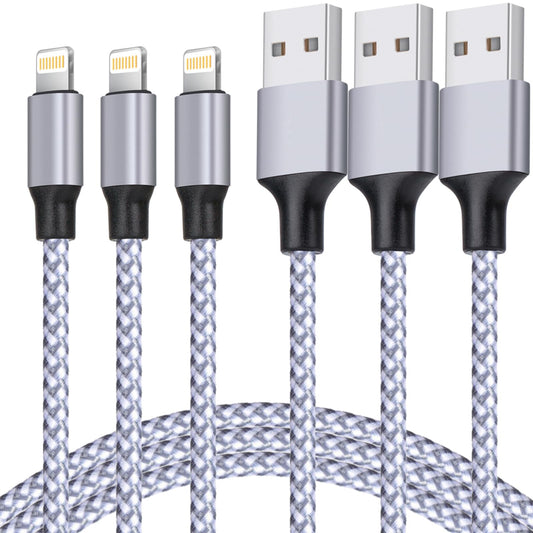 TAKAGI [MFi Certified iPhone Charger, Lightning Cable 3PACK 6FT Nylon Braided USB Charging Cable High Speed Transfer Cord Compatible with iPhone 14/13/12/11 Pro Max/XS MAX/XR/XS/X/8/iPad