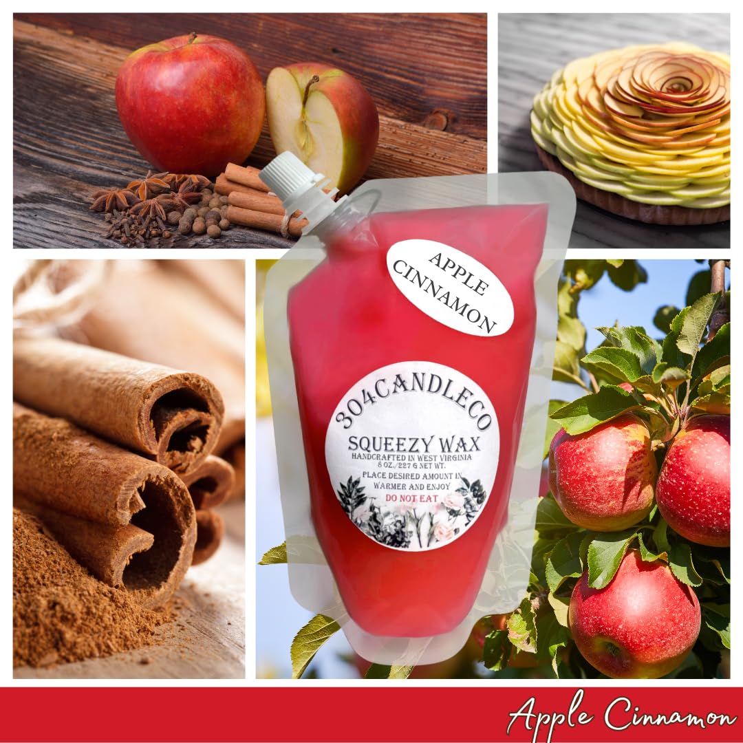 304CandleCo 3 oz Squeezable Wax Melt Pouch - 20 SCENTS - Apple Cinnamon - Highly Fragrant & Hand-Crafted - Easy Mix & Match Scents - 100% American Made - Perfect for Wax Warmers