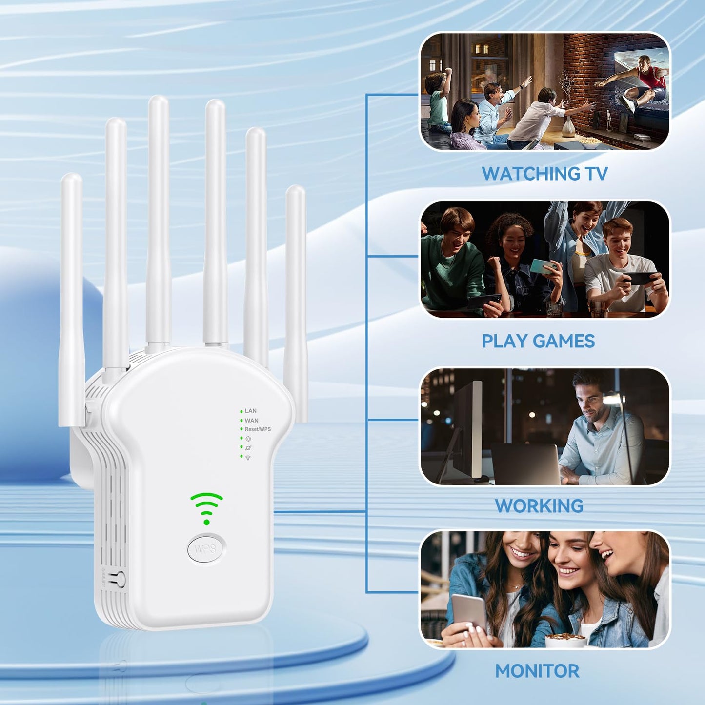 2024 Release WiFi Extender Signal Booster for Home, 6X Faster Longest Range Up to 12000sq.ft, Internet Repeater with Ethernet Port,WiFi Amplifier - 1 Tap Setup