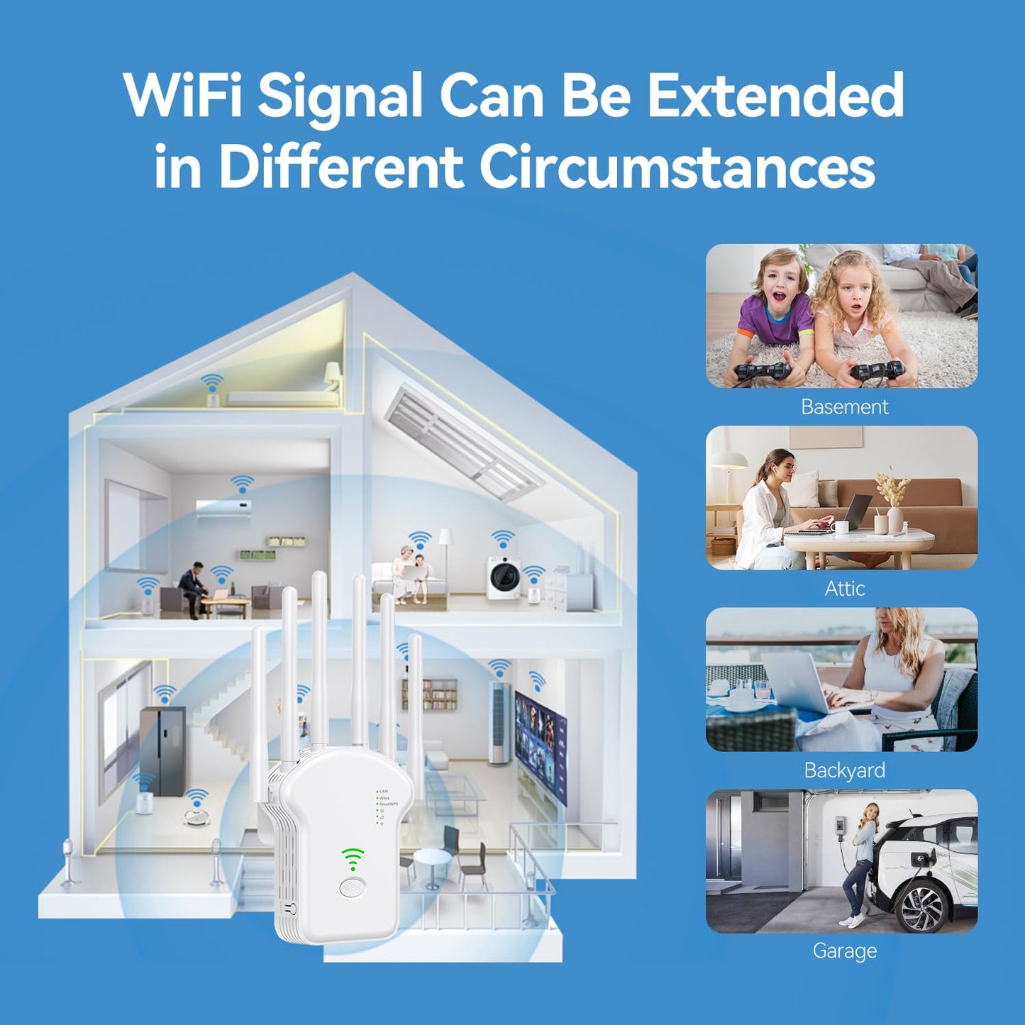 2024 Release WiFi Extender Signal Booster for Home, 6X Faster Longest Range Up to 12000sq.ft, Internet Repeater with Ethernet Port,WiFi Amplifier - 1 Tap Setup