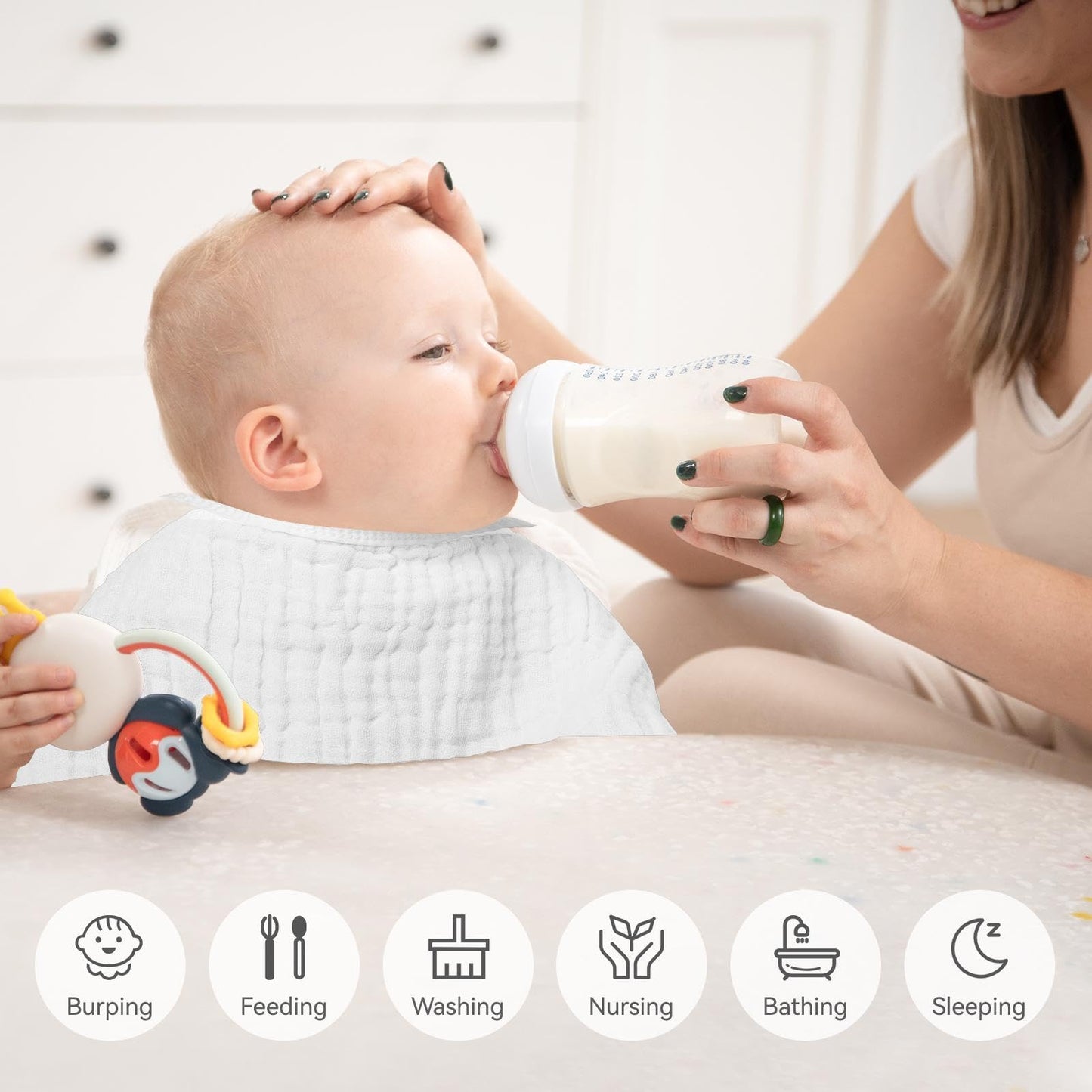 Synrroe Muslin Burp Cloths 4 Pack Large 20" by 10" 100% Cotton 6 Layers Extra Absorbent and Soft