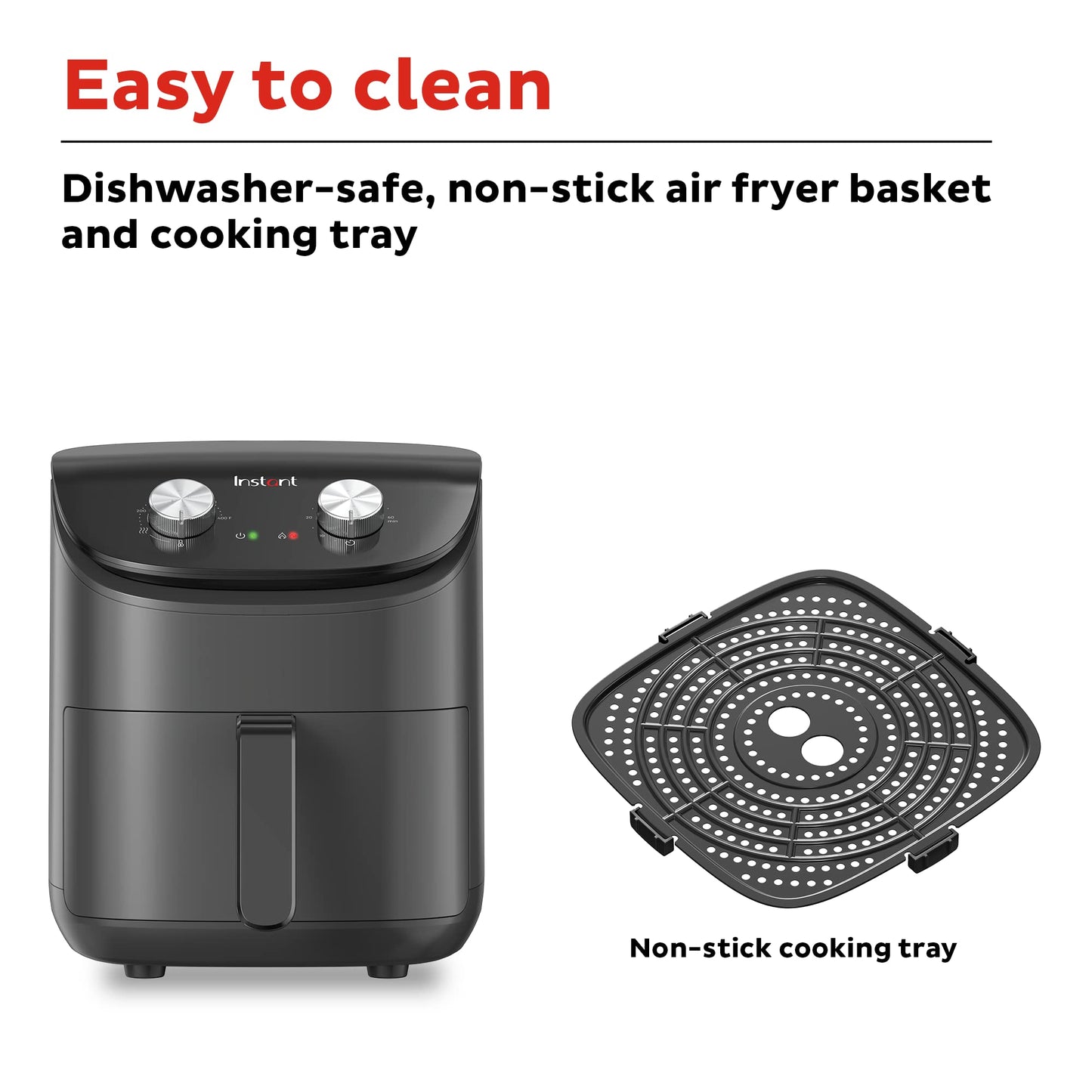 Instant Essentials 4QT Air Fryer with EvenCrisp Technology that Crisps and Reheats, Easily Adjust Time & Temperature For Quick Meals, 100+ In-App Recipes, from the Makers of Instant Pot, Black