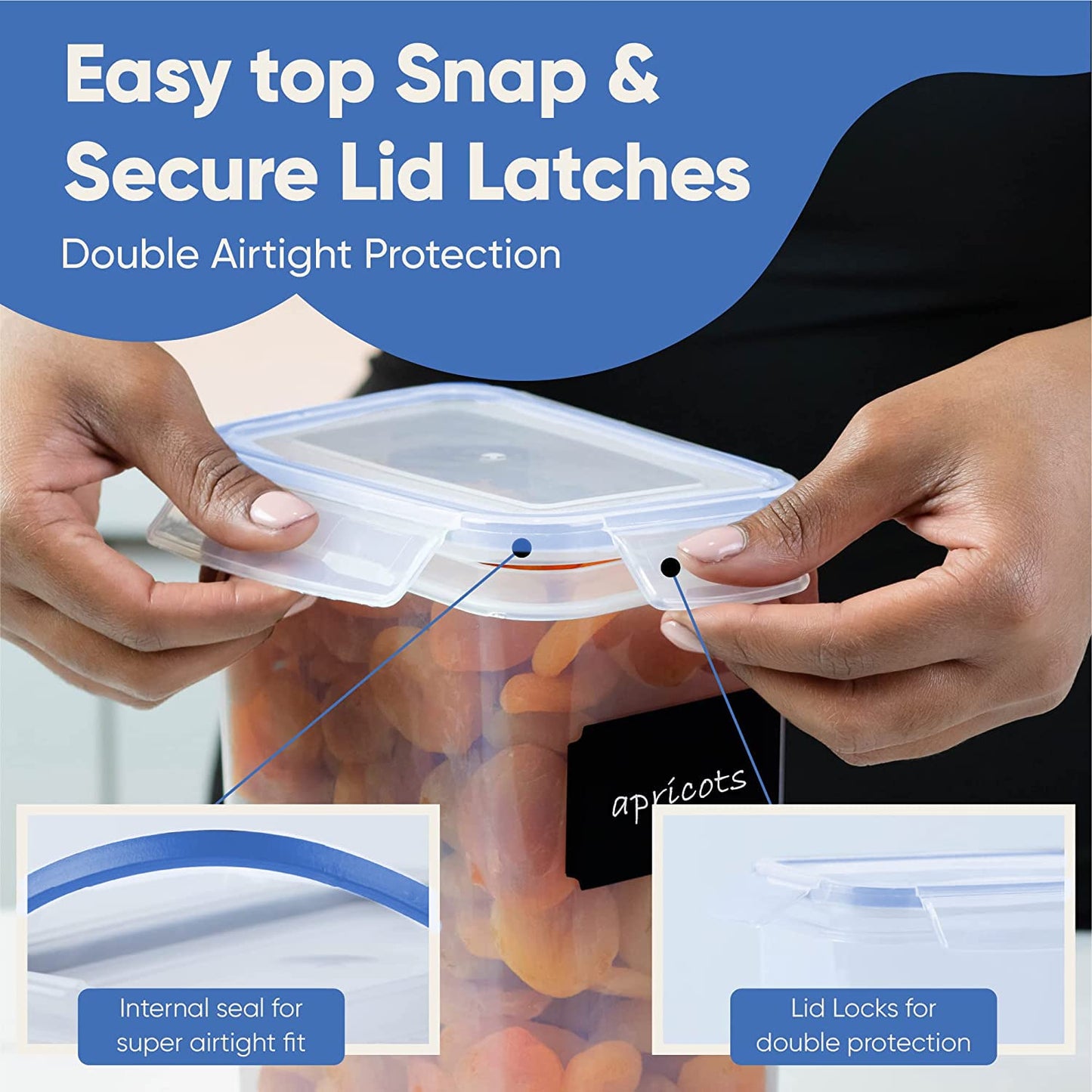 Chef's Path Premium Pasta Containers with Lids for Kitchen & Pantry Organization - BPA Free Variety Plastic Containers for Dry Food Storage & Other Pantry Needs for Food - 14 Pack Blue