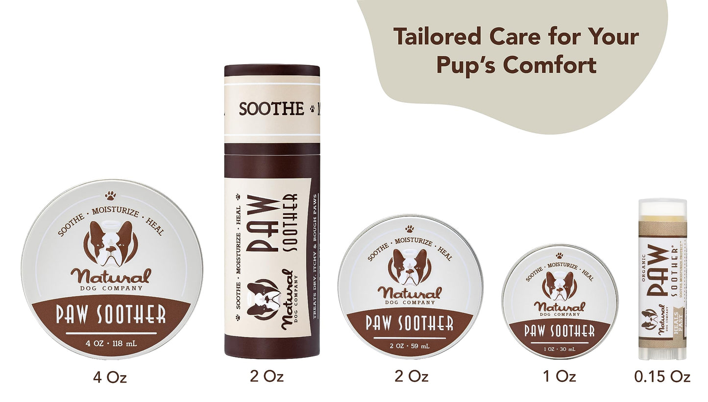 Natural Dog Company Paw Soother Balm, Travel Stick, 0.15 oz, Dog Paw Cream and Lotion, Moisturizes & Soothes Irritated Paws & Elbows, Protects from Cracks & Wounds