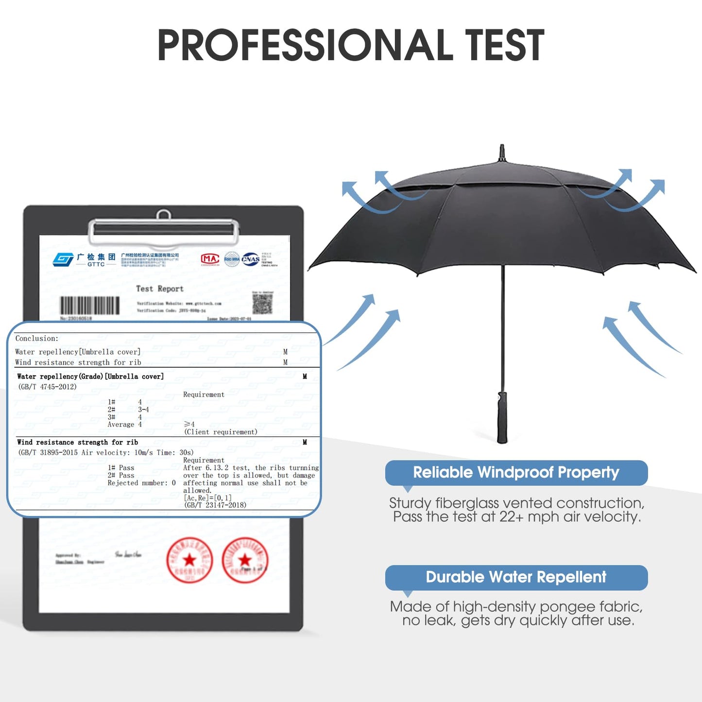 G4Free 47 Inch Automatic Open Golf Umbrella Extra Large Oversize Double Canopy Vented Windproof Waterproof Stick Umbrellas (Black)