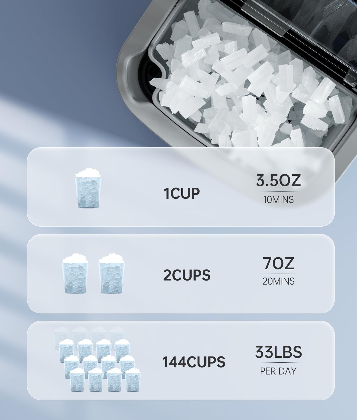 EASYERA Nugget Ice Maker Countertop,Chewable Pellet Ice, 33LBS/24H,Compact Self-Cleaning Ice Machine with Ice Bags,Pebble Ice Maker for Home, Kitchen, RV, Camping