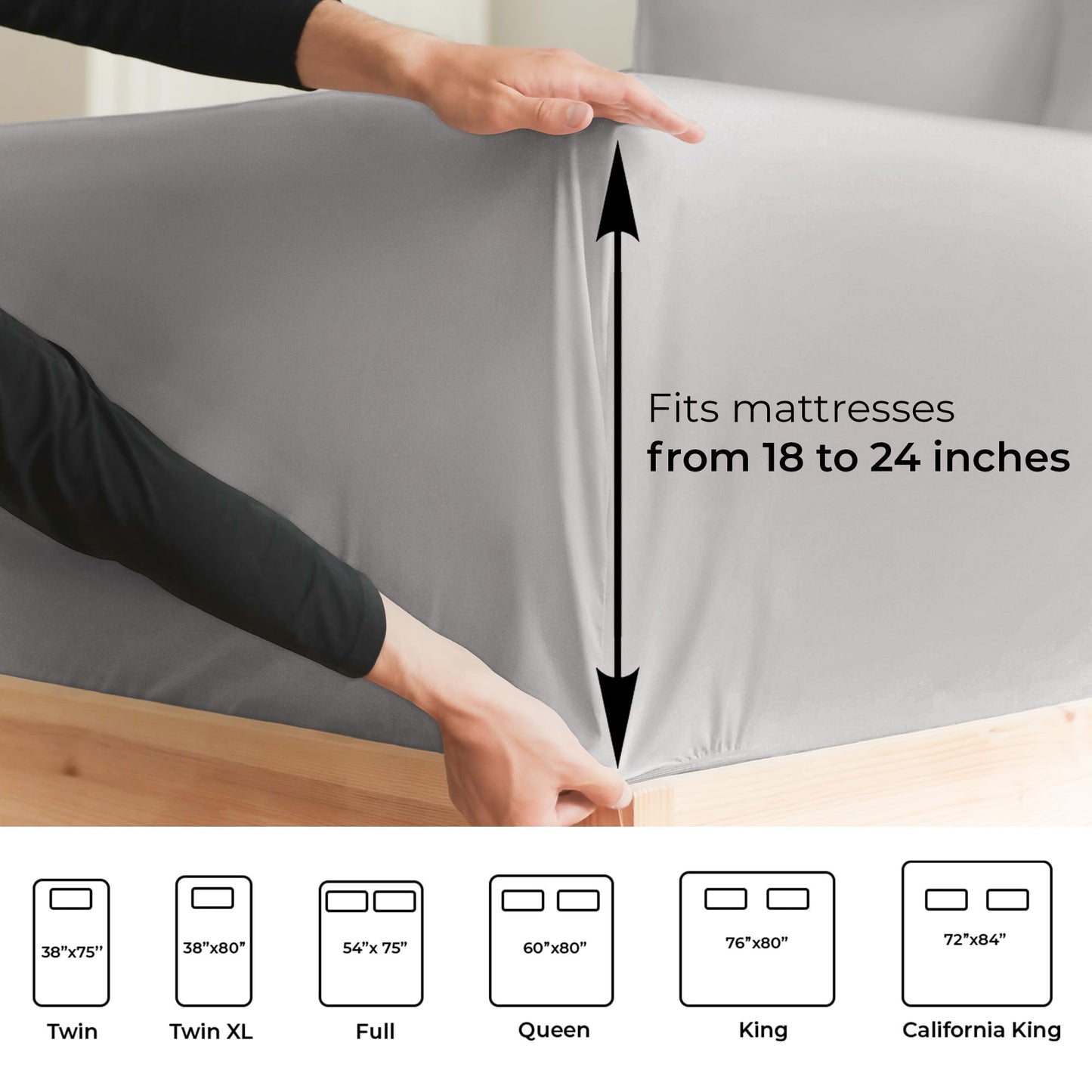 Extra Deep King Sheet Set - 6 Piece Breathable & Cooling Sheets - Hotel Luxury Bed Sheets Set - Easy Fit - Soft, Wrinkle Free & Comfy Sheets Set - Light Grey Sheet Set w/Extra Deep Pockets