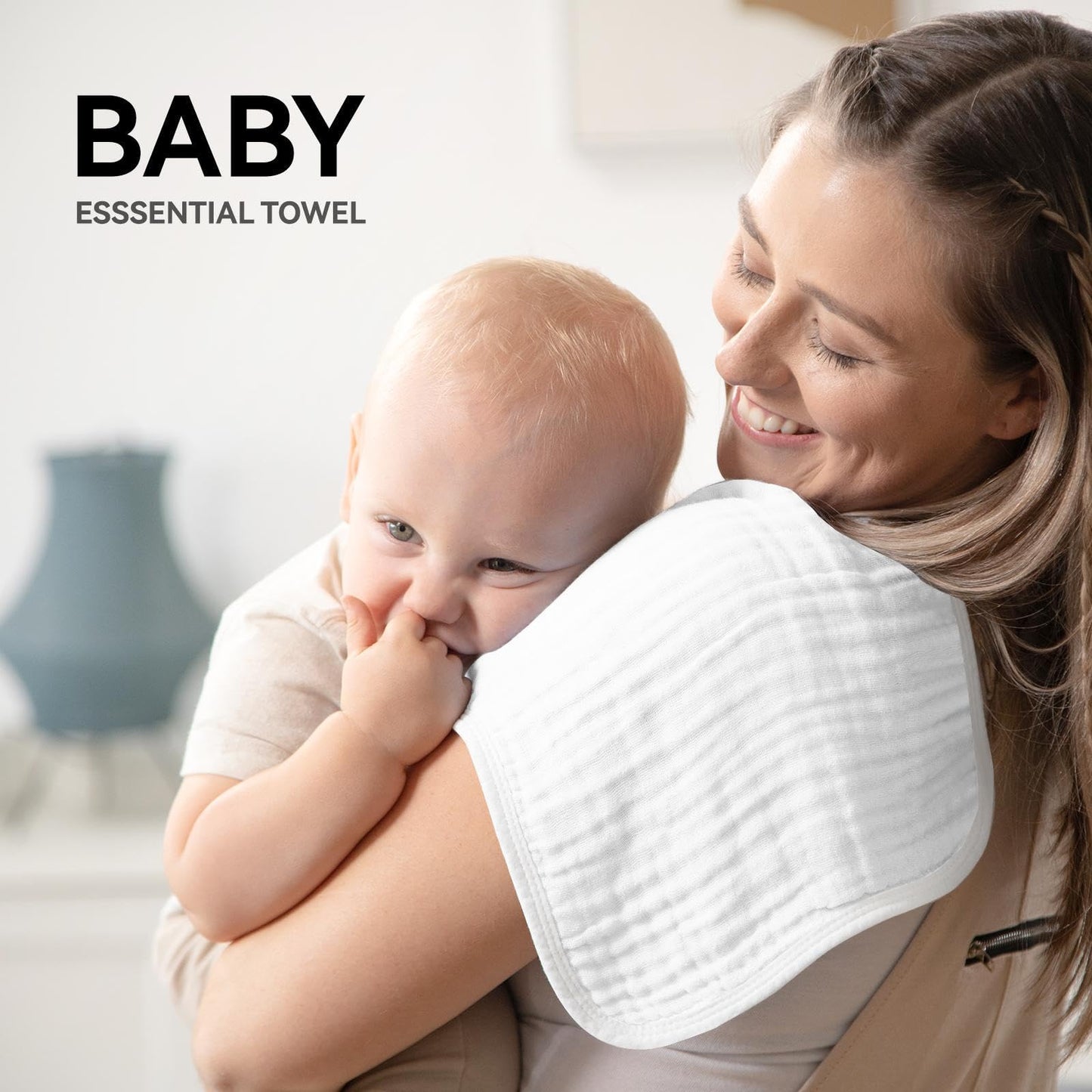 Synrroe Muslin Burp Cloths 4 Pack Large 20" by 10" 100% Cotton 6 Layers Extra Absorbent and Soft