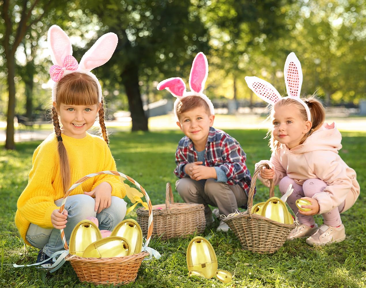 Chochkees Jumbo Golden Easter Eggs Metallic Gold, Goodie Basket Prize, 6" Inch (6-Pack)