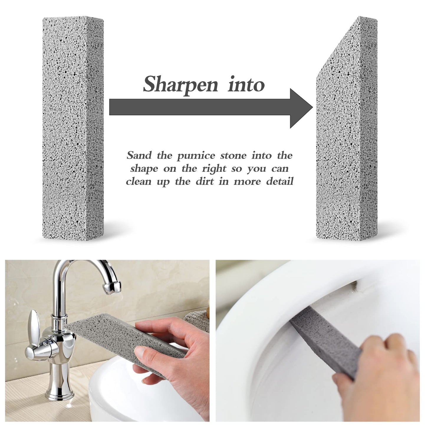 Lenicany 6Pack Pumice Stone for Toilet Cleaning Bowl Stick,Powerfully Cleans Hard Water Rings, Calcium Buildup & Stains, Suitable for Cleaning Toilet, Bathtubs, Kitchen Sink, Grill