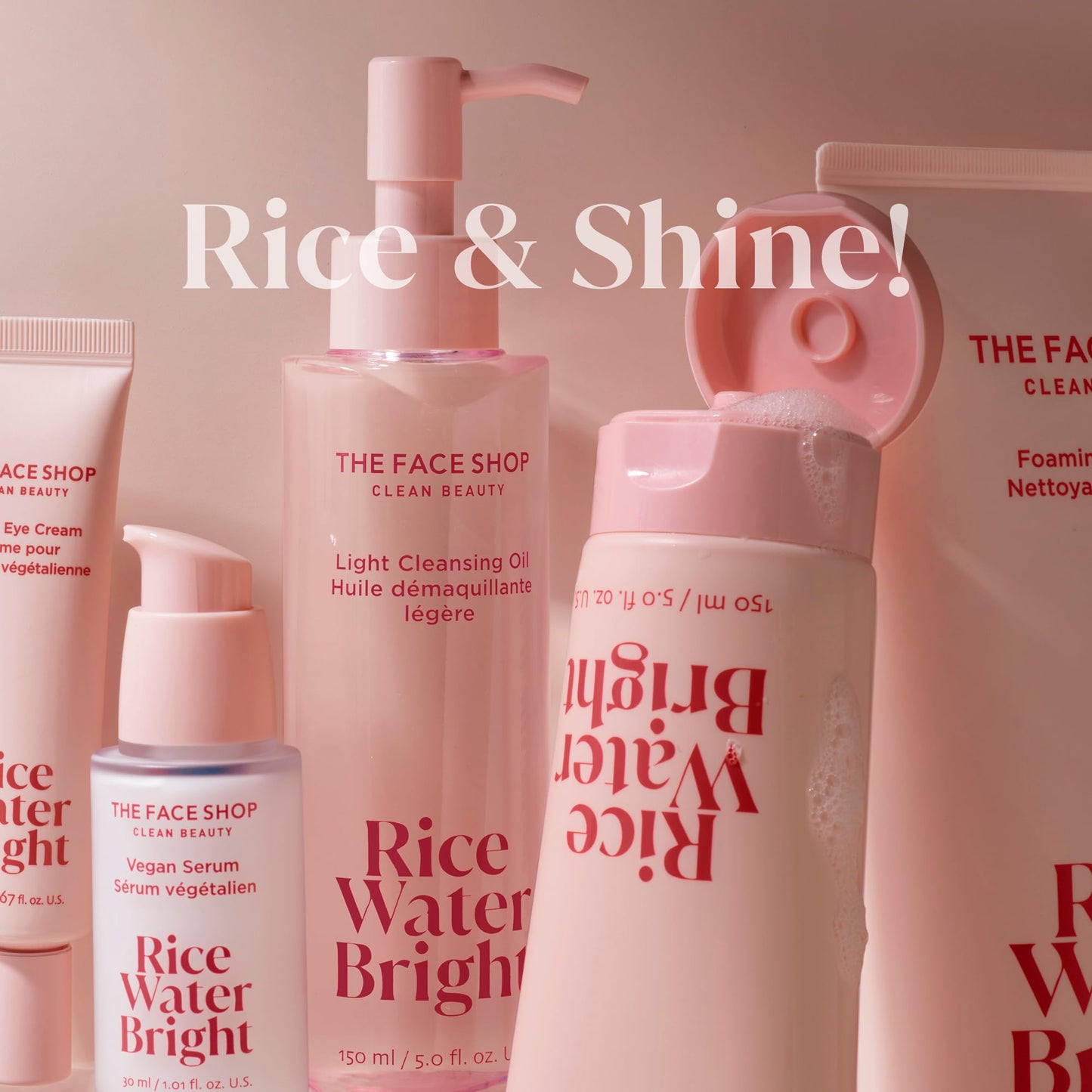The Face Shop Rice Water Bright Foaming Cleanser 150ml | Vegan| Brightening | Rice Water | Hydrating | Rice Bran Oil | K-Beauty