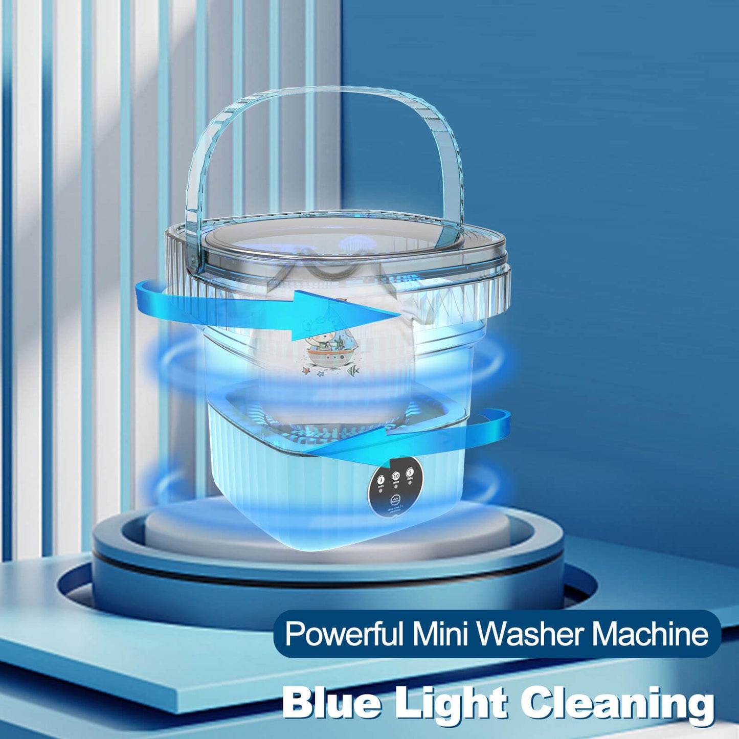 Portable Mini Washing Machine,Small Foldable Lavadora, Laundry Machine with Spin-Dry, Smart Washer with 3 Modes for Socks, Baby Clothes, Apartment, Travel, Camping