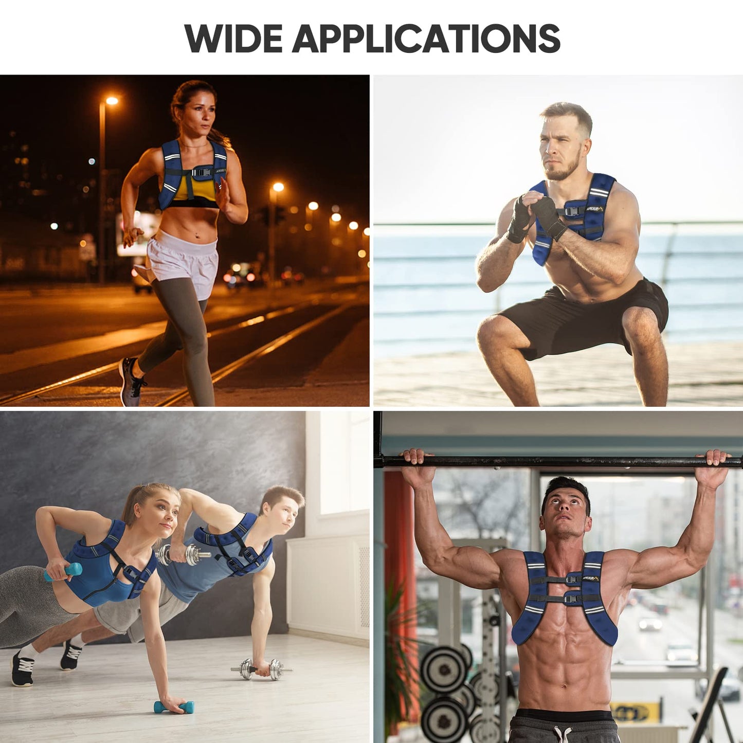 APEXUP Weighted Vest Men 5lbs Weights with Reflective Stripe, Weighted vest for Women Workout Equipment for Strength Training Running (Blue)