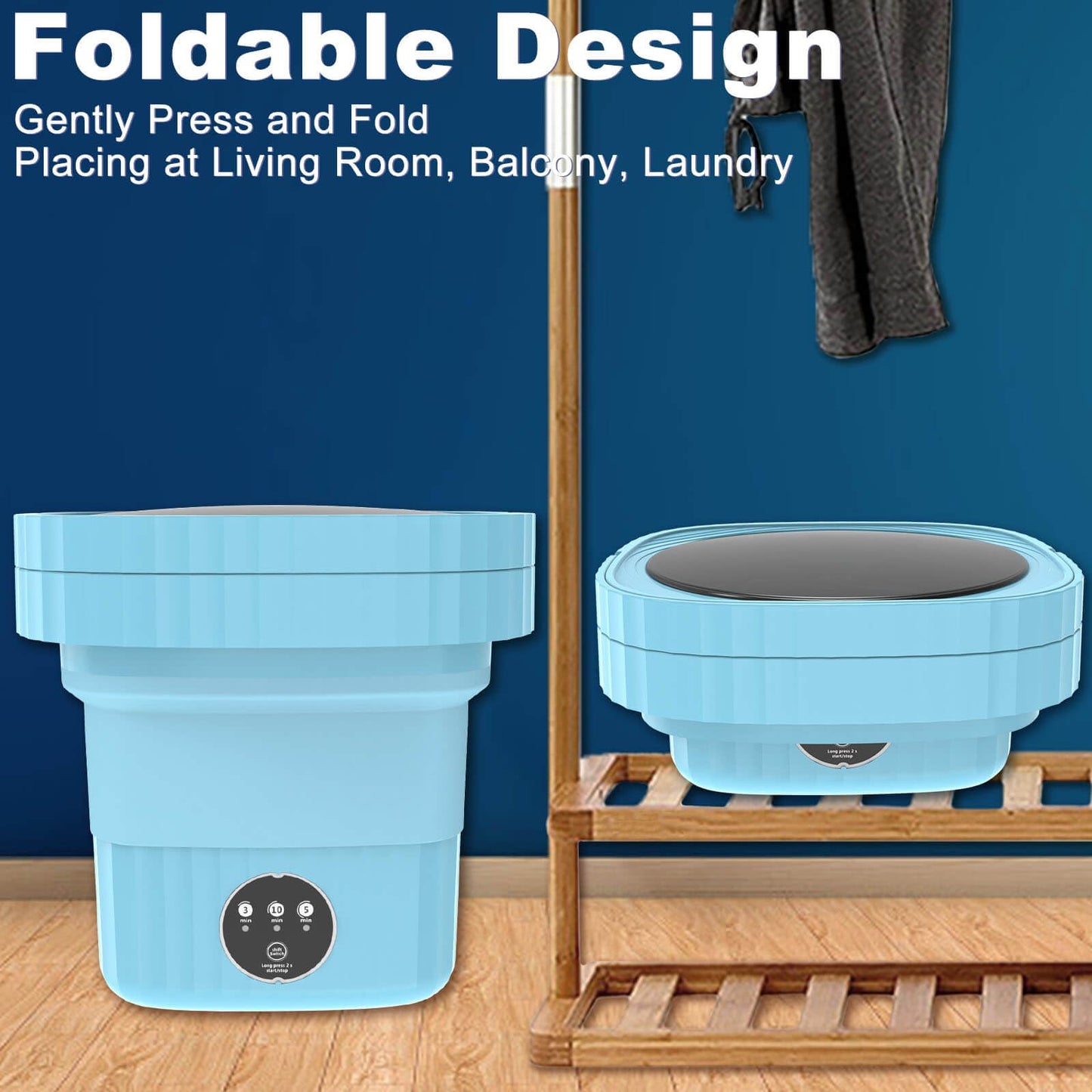 Portable Mini Washing Machine,Small Foldable Lavadora, Laundry Machine with Spin-Dry, Smart Washer with 3 Modes for Socks, Baby Clothes, Apartment, Travel, Camping