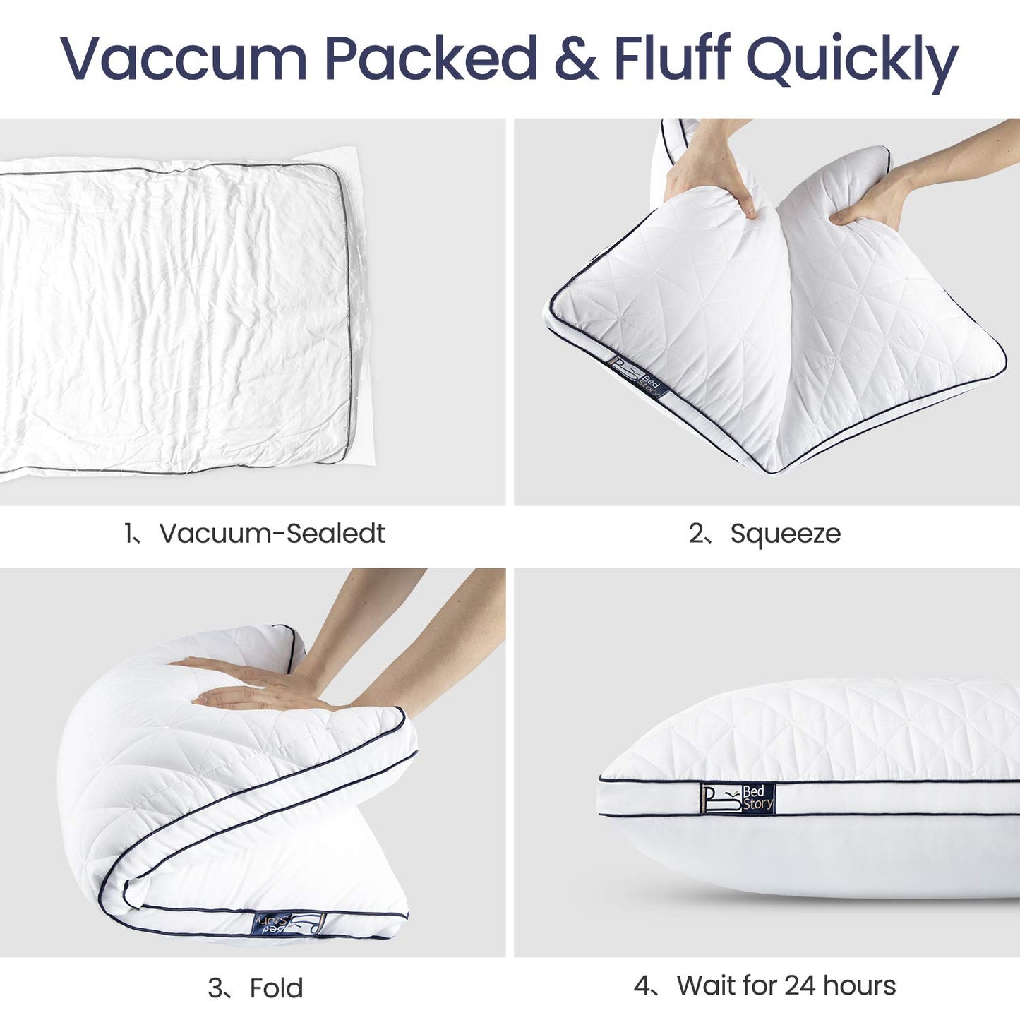 BedStory Bed Pillows for Sleeping - Queen Size Set of 2, Hotel Quality Soft & Comfortable Improve Sleep Quality, Luxury Pillows for Side, Stomach or Back Sleepers (19" x 28")