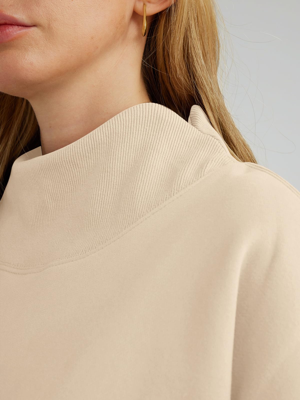 Trendy Queen Womens Oversized Sweatshirts Turtleneck Pullover Fleece Hoodies Tops Fall Fashion Outfits Y2K 2023 Sweater Clothes Apricot