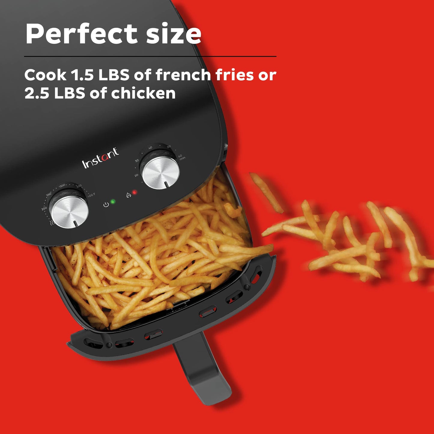 Instant Essentials 4QT Air Fryer with EvenCrisp Technology that Crisps and Reheats, Easily Adjust Time & Temperature For Quick Meals, 100+ In-App Recipes, from the Makers of Instant Pot, Black