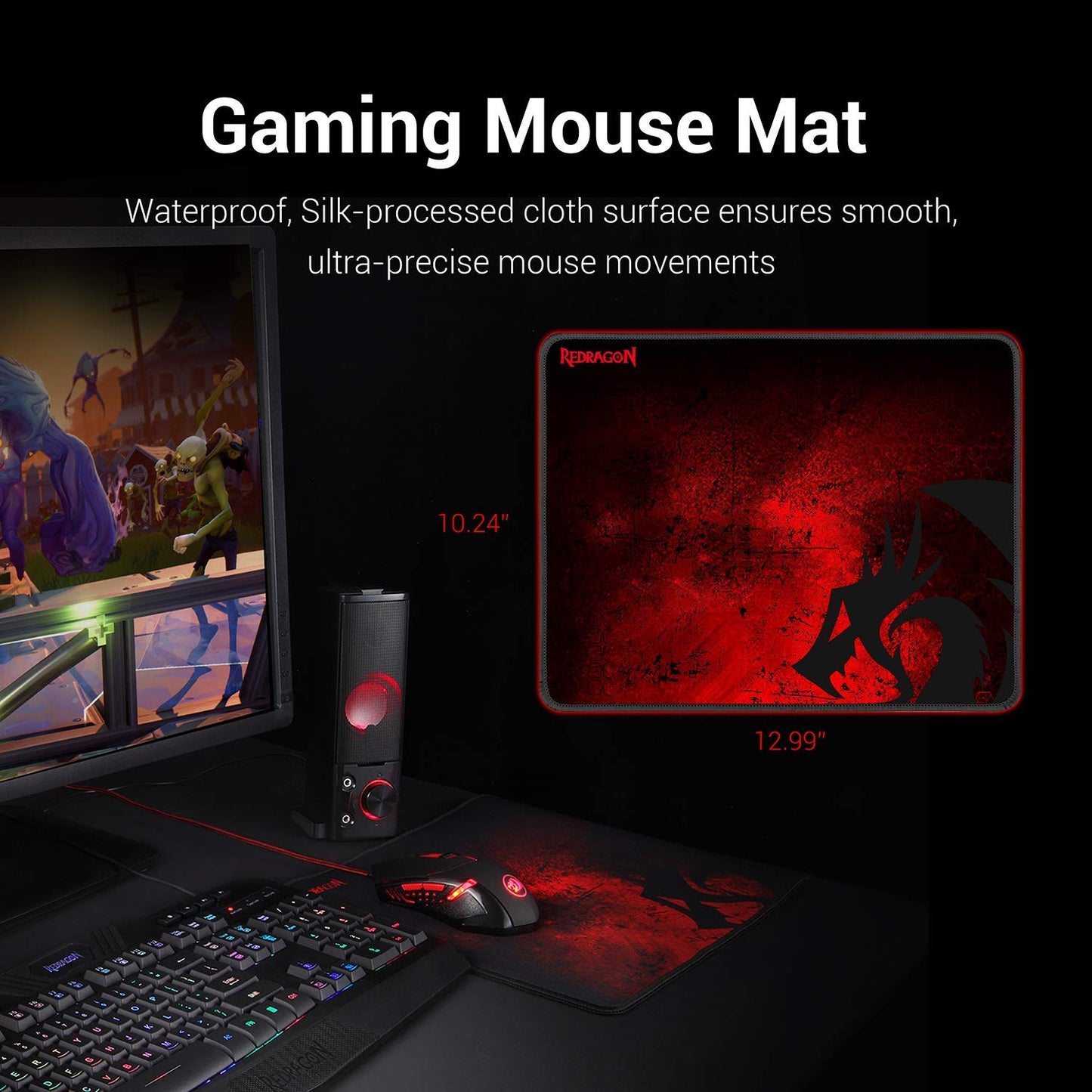 Redragon S101 Wired RGB Backlit Gaming Keyboard and Mouse Pad, Gaming Headset Combo All in 1 PC Gamer Bundle for Windows PC – (Black)