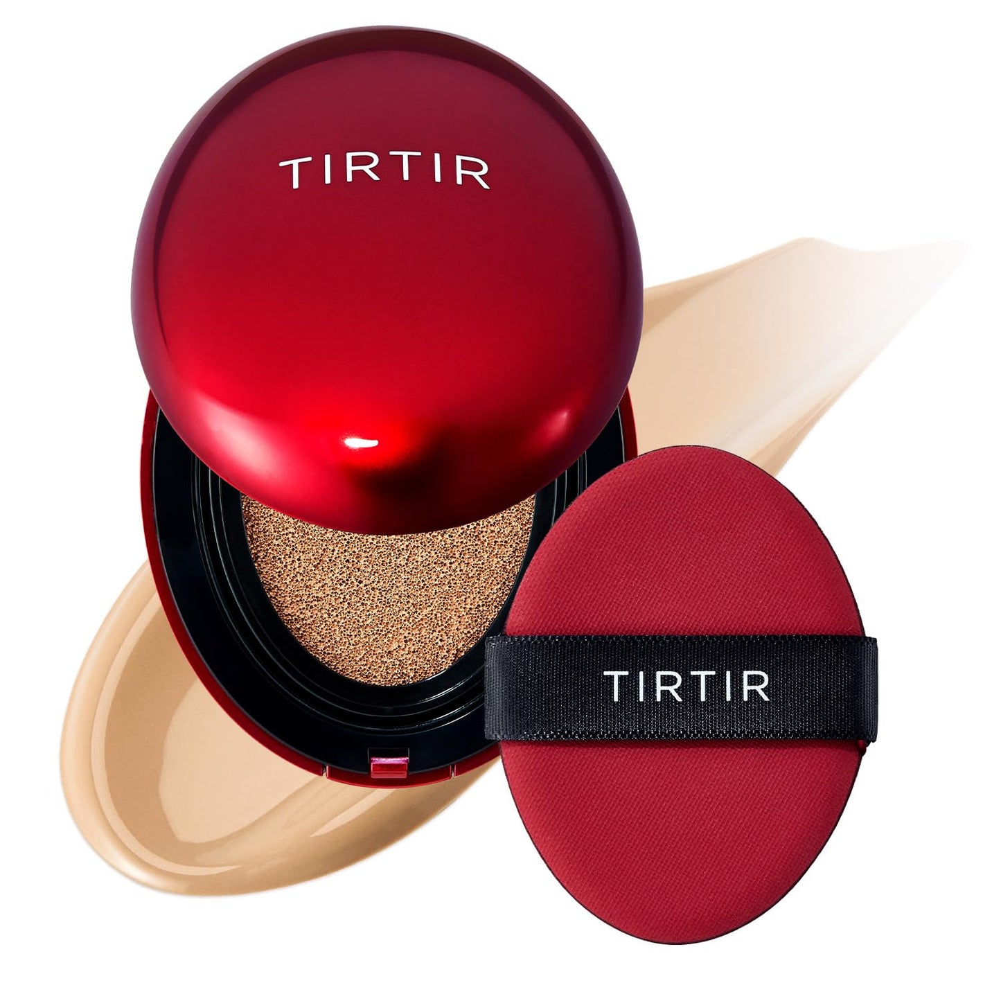 TIRITR Mask Fit Red Cushion Foundation | Japan's No.1 Choice for Glass skin, Long-Lasting, Lightweight, Buildable Coverage, Semi-Matte Finish, Korean Cushion Foundation, (0.63 oz.), 27N Camel