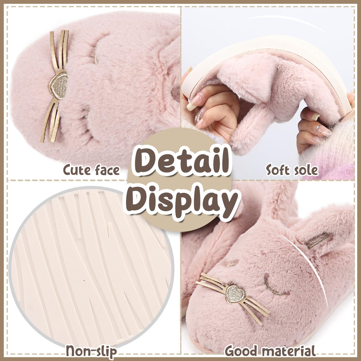 Caramella Bubble Bunny Slippers for Women Fuzzy Cute Animal Memory Foam Indoor House Slippers Easter Thanksgiving Christmas Slippers Gifts