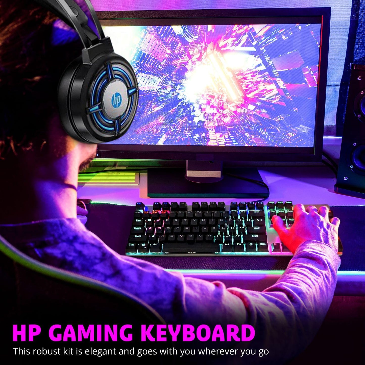 HP PC Gaming Keyboard and Mouse Combo, RGB Backlit Wired Gaming Mouse and Keyboard, Mouse pad,Gaming Headset, Gamer 4 in 1 Bundle for PC PS4 PS5 and Xbox