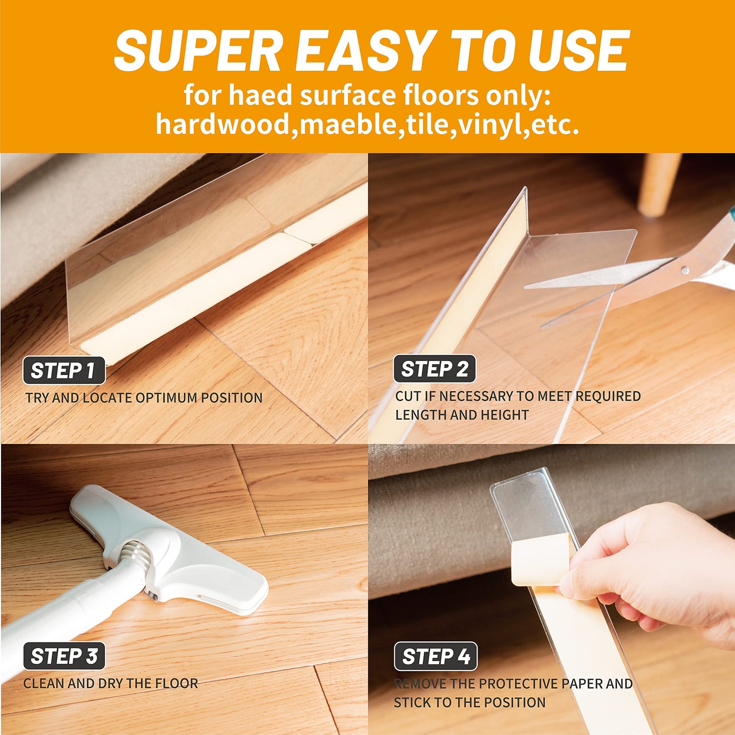 BOWERBIRD Clear Toy Blockers for Furniture - Stop Things from Going Under Couch Sofa Bed and Other Furniture - Suit for Hard Surface Floors Only