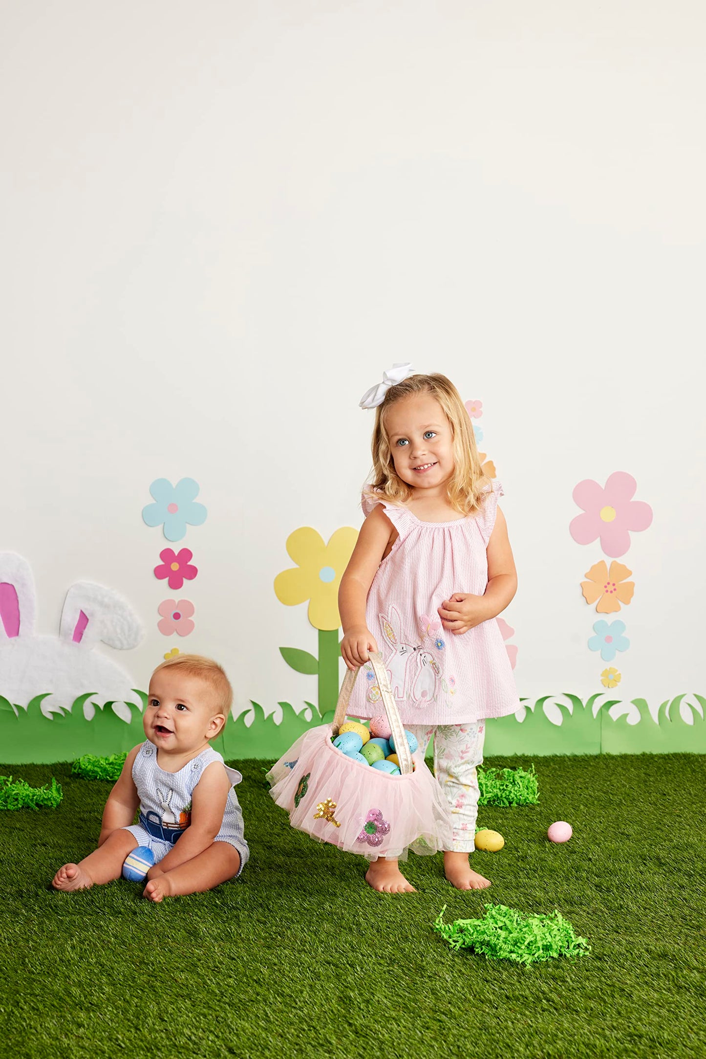 Mud Pie Girls Bunny Gingham Dress, Pink, 4T